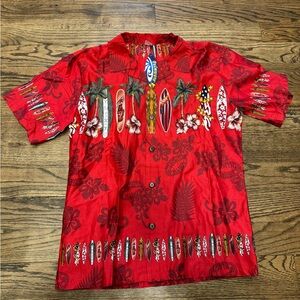 Palmwave Red Hawaiian Surfboard Print Men’s Shirt – Size Medium – NWT